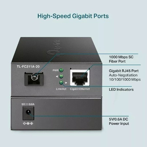 Convertidor De Medio Tp-link Tl-fc311a-20 Gigabit Sc Wdm
