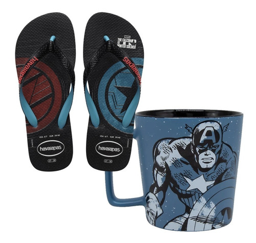 Imagem 7 de 7 de Kit Chinelo Havaianas + Caneca Buck Marvel Capitão América