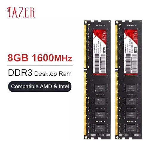 Kit Memória Ram Jazer 16gb (2x8gb) Ddr3 1600mhz Preto