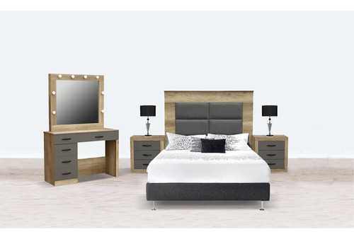 Recamara Matrimonial Andrea 5 Piezas Roble Këssa Muebles