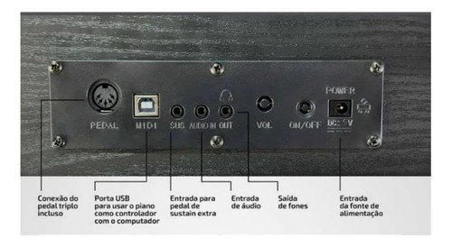Piano Digital Waldman Dpst-88 88 Teclas Cor Marrom-escuro 127V