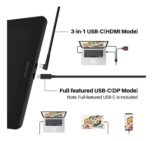 Tablet De Desenho Gráfico Huion Kamvas 16 2021 Com 10 De Des