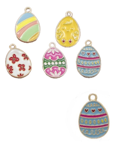 Dijes Huevos De Pascua Esmaltados En Chapa De Oro 14k 12 Pzs