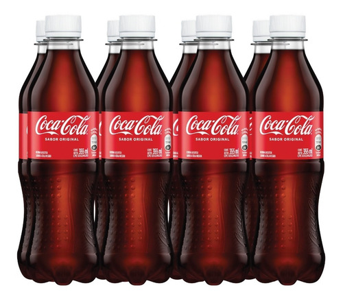 Imagen 2 de 3 de Refresco Coca - Cola Sabor Original Pet 355ml 8 Unidades