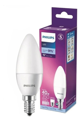 Lâmpada De Led Vela Philips 6500k 3,5w