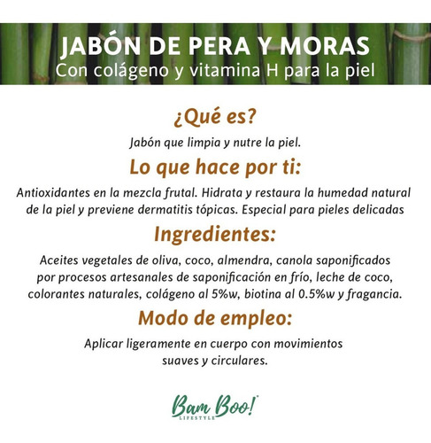 Imagen 2 de 5 de Jabón Pera & Moras Con Colágeno Y Vitamina H 100 Gr
