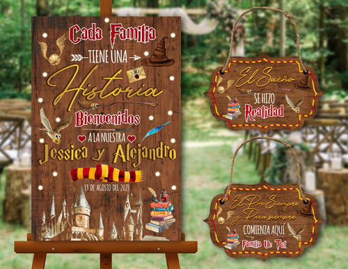 Letrero Bienvenida Boda Y 2 Letreros Para Pajes Harry Potter