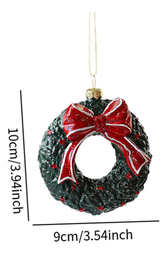 Adorno Colgante Para De Navidad, Adorno 9x10 Cm Corona Verde