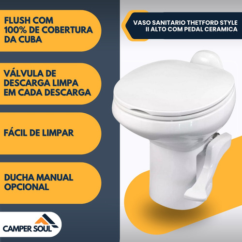 Vaso Sanitario Thetford Style Ii Alto Com Pedal Ceramica