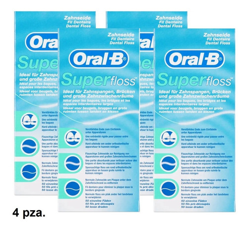 Hilo Dental Super Floss Oral-b Ortodoncia 4 Packs De 50u