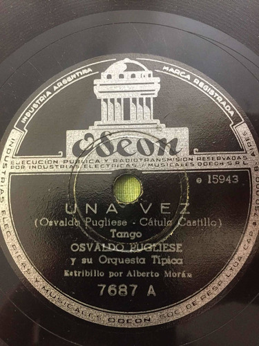 Disco De Pasta Osvaldo Pugliese Odeon 7687 78 Rpm