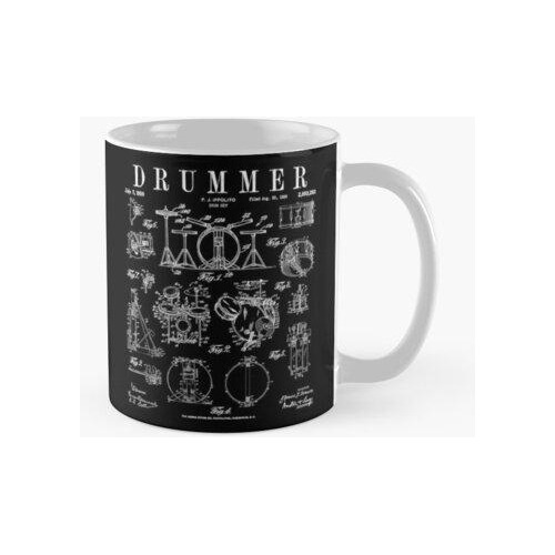 Taza Drum Set Kit Vintage Patent Drummer Dibujo Impresión Ca