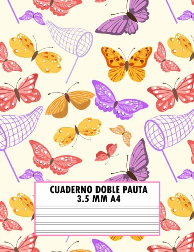 Cuaderno Doble Pauta 3 5 Mm A4 De Mariposas: Libretas Doble