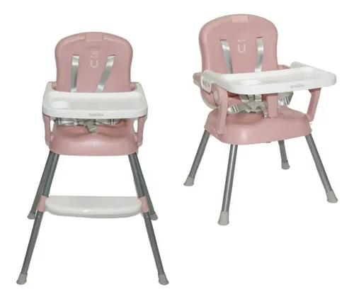 Silla Periquera Bebe Alta Plegable Portatil 3 En 1 color Rosa Amulay