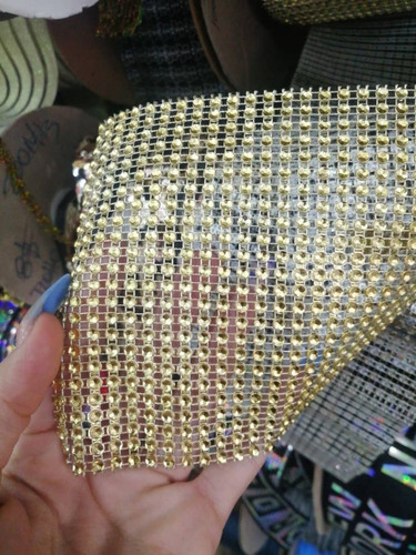 Strass Color Dorado Por Metros Con Figuras Cuadradas