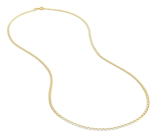 Cadena De Oro Amarillo Con Diamantado Platinado De 14k 50cm