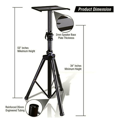 Pyle Dual Studio Monitor 2 Speaker Stand Mount Kit Heavy