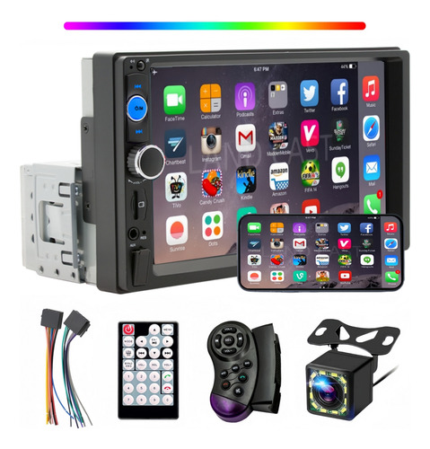 Autoestéreo Land Cast 1din Pantalla Táctil Mirrorlink Cámara