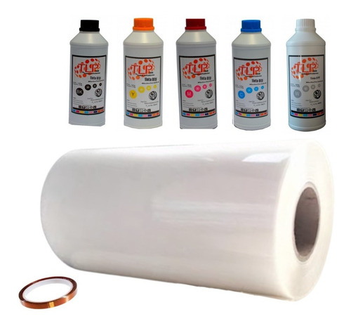 Imagen 1 de 10 de Rollo Dtf Tlp Papel Film Transfer + Tintas Dtf Premium Cinta