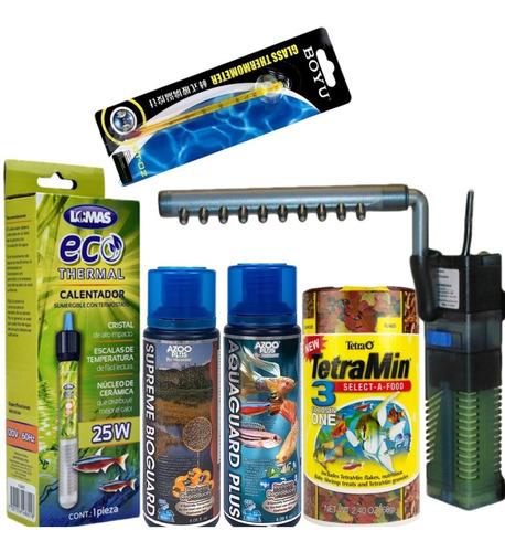 Kit Pecera 10-30lt Filtro Calentador Alimento Termometro