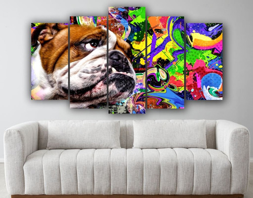 Cuadro Perro Bulldog Arte Moderno Decoración De 5 Piezas