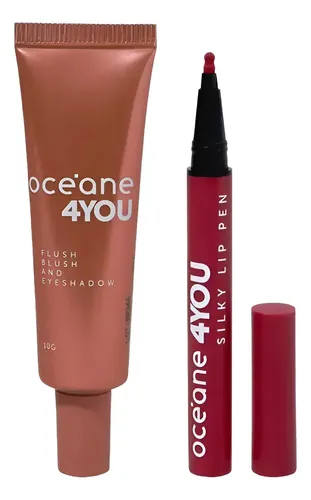 Kit Blush Líquido Coral + Caneta Batom Rosa 4you