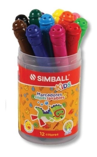 Marcador Fibra Infantil Lavables Simball Kids Estuche X12 