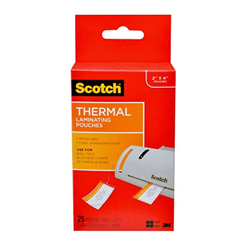 Scotch Thermal Laminating Pouches, 2.48 In X 4.21 In, T...