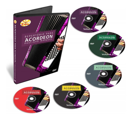 Coleção Curso De Acordeon Repertório Xote 5 Dvds - Original