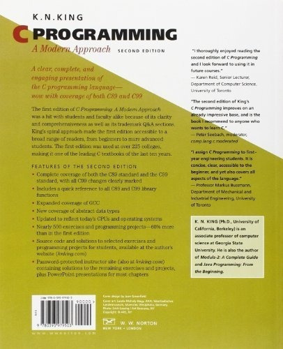 C Programming A Modern Approach, 2nd Edition - King,, De King, K. N.. Editorial W. W. Norton &pany En Inglés