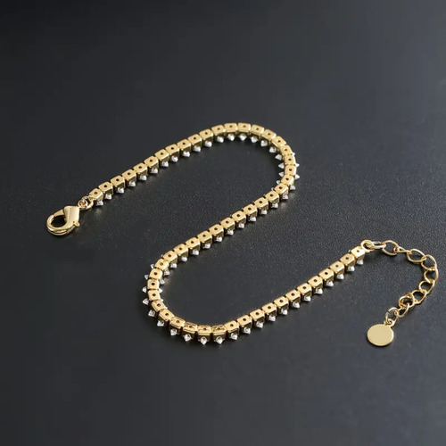 Pulseira Riviera Feminina Banhada A Ouro 18k Com Zircônias