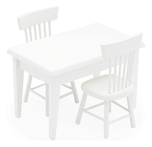 Odoria 1: 12 miniatura Blanco Dinette Mesa Y 2 sillas M