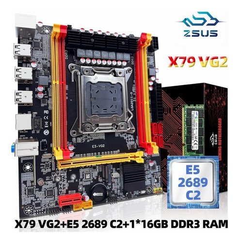 Combo Tarjeta Madre X79 Lga 2011 Xeon E5 Vg2 16gb Ram Ddr3