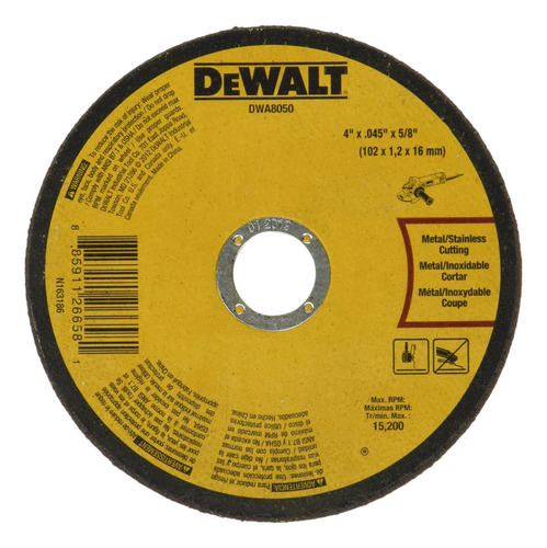 Disco De Corte Dewalt Dwa8050 T1 4 X 1,1 X 16 Cm Para Metal