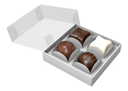 Imagem 2 de 3 de 50 X Caixa Brigadeiro P/ 4 Doces Gourmet / Doces / Bombons