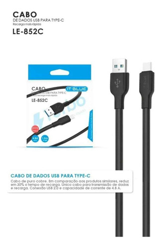Cabo De Dados Para Typec Le-852c Preto