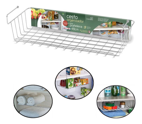 Cesto Organizador 48cm Prateleira Para Cozinha Banheiro