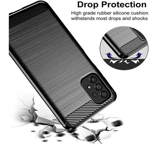 Imagen 3 de 10 de Funda Para Samsung M23 A23 Fibra Carbono Rugged + Hidrogel