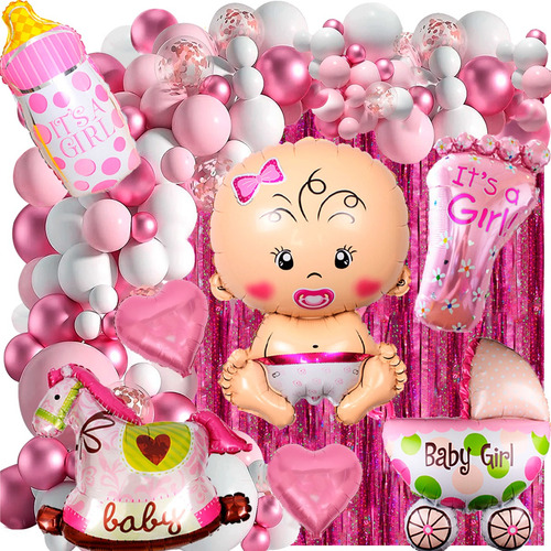 50 Art Babyshower Rosa Candybar Globos Nacimiento Bebe Nena