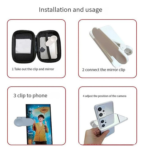 P 2024 2pcs Teléfono Cámara Espejo Reflexión Clip Kit Accesori