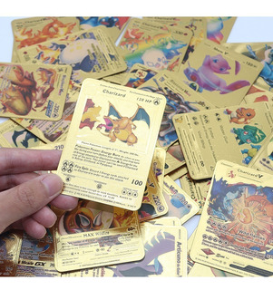 Cartas Vmax Chapadas en Oro. Pack de 10 Cartas en PVC Nuevo Cartas Pokemo Doradas Español 10 Doradas 