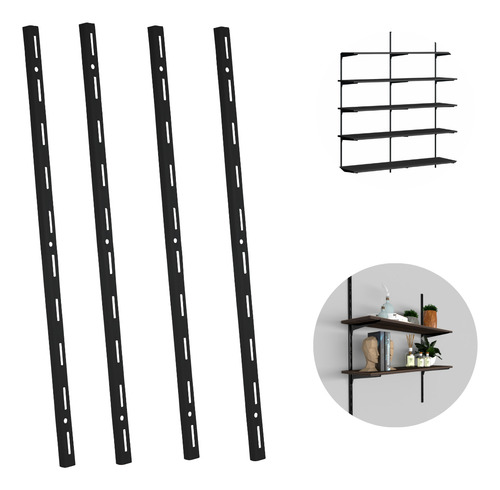 Kit 4 Trilhos Cremalheiras 2m 200cm Para Prateleira