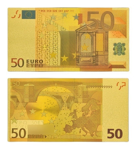 Billete 50 Euros Conmemorativo Baño Oro 24k Certificado