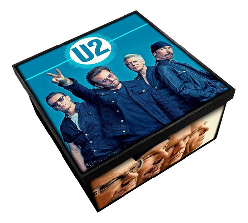 U2 Banda Caixa Organizadora Madeira Mdf Decoupagem Bono Vox