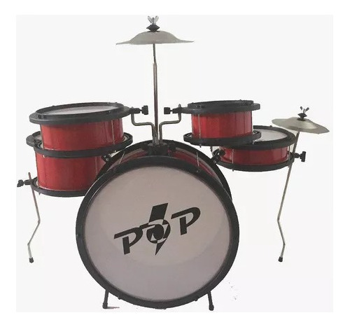 Bateria Acústica Infantil Luen Pop Kids Vermelha