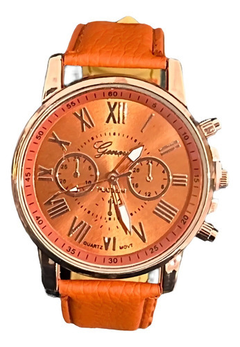 Reloj De Pulsera Para Dama Genova Platinum Fashion Colors Color de la correa Naranja