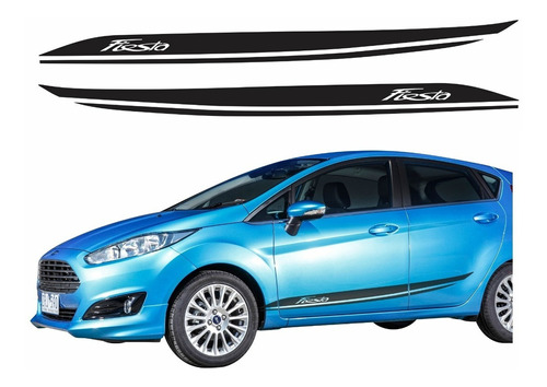 Kit Adesivo Faixa Lateral Para Ford New Fiesta 19235 Cor Preto