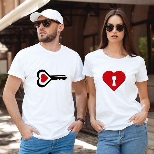 Camisetas Parejas  Personalizadas Amor Y Amistad En Algodón