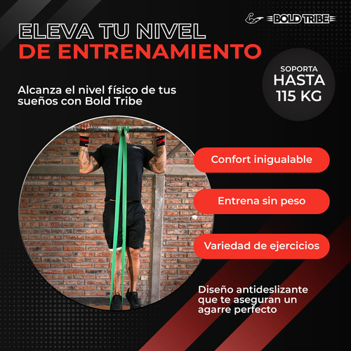 BOLD TRIBE Kit de 10 Ligas de Resistencia Unlimited Pack - Bandas Elásticas Premium - Ideales para Pull Ups, Cross Training, Calistenia, Dominadas y Entrenamiento Funcional - Gym en Casa