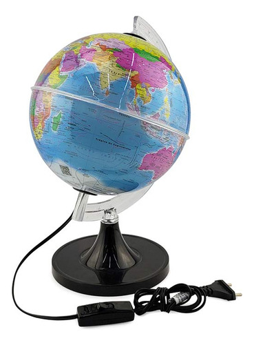 Kit Globo 21 Cm Rgb Com Mapa Brasil Mundi America Do Sul
